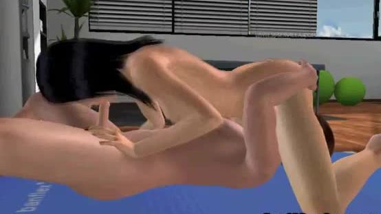 3d brunette sucks cock and gets fucked at the gym
