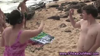 Outdoor couple fuck on the beach