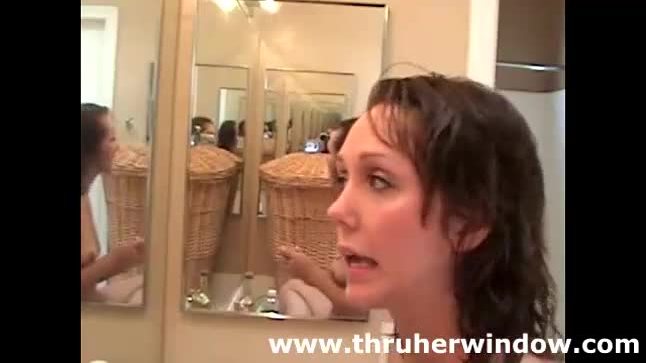 Amateur babe solo in bathroom for voyeur