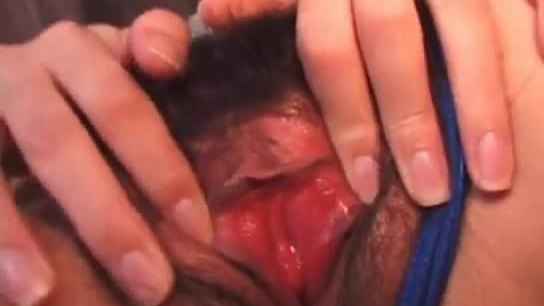 Asian babe reaching orgasm spreads wet snatch