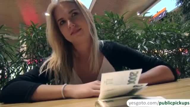 Super beautiful blonde hottie gets paid for public nudity and sex
